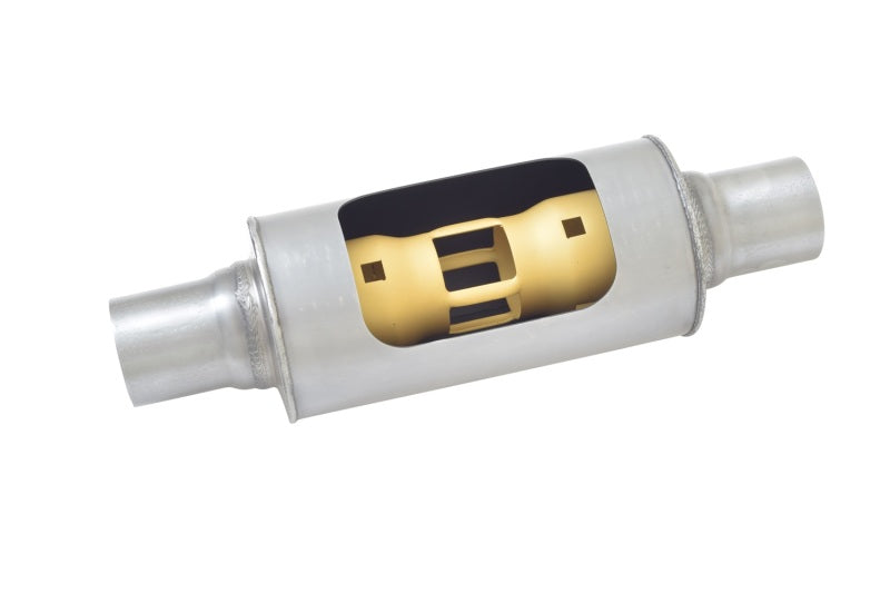 Gibson MWA Superflow Center/Center Round Muffler - 5x10in/2.5in Inlet/2.5in Outlet - Stainless BM0113