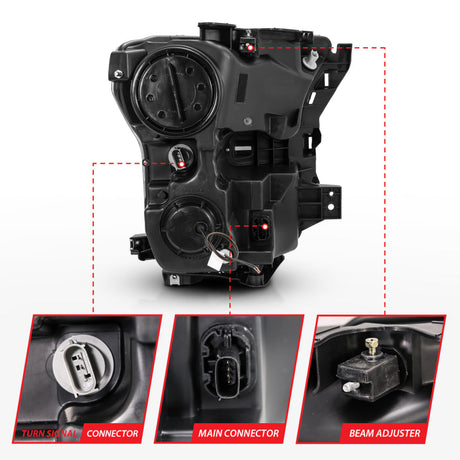 ANZO 2015-2017 Ford F-150 Projector Headlights w/ Plank Style Switchback Black w/ Amber 111357