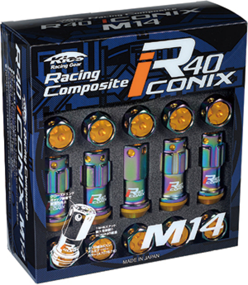 Project Kics 14x1.50 R40 Iconix Lock & Lug Nuts - Neo Chrome w/Gold Cap (16+4 Locks) WRIA14NA