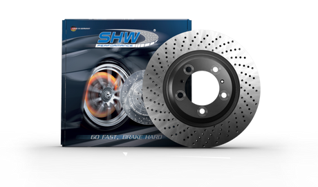 SHW 91-94 Porsche 911 Turbo 3.6L Left Rear Cross-Drilled Monobloc Brake Rotor (96535204100) PRL39651