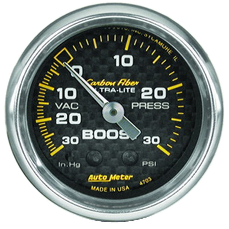 Autometer Carbon Fiber 52mm 30 PSI Mechanical Boost Gauge 4703
