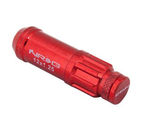 NRG 700 Series M12 X 1.25 Steel Lug Nut w/Dust Cap Cover Set 21 Pc w/Locks & Lock Socket - Red LN-LS710RD-21