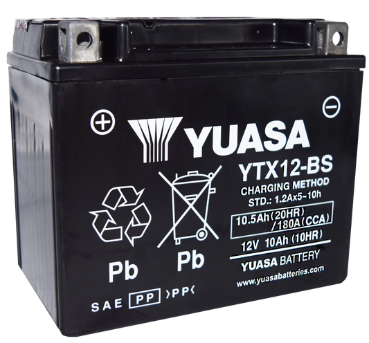 Yuasa YTX12-BS Maintenance Free AGM 12 Volt Battery (Bottle Supplied)