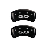 MGP 4 Caliper Covers Engraved Front Mustang Engraved Rear 50 Black finish silver ch 10198SM50BK
