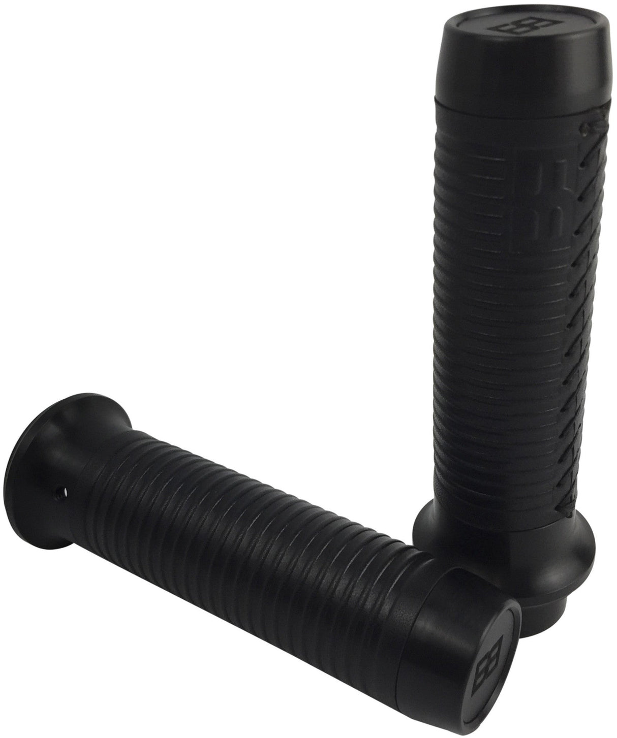 BRASS BALLS Leather Moto Grips Black/Black Ribbed BB08-207