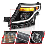 ANZO 11-15 Ford Explorer (w/Factory Halogen HL Only) Projector Headlights w/Light Bar Black Housing 111575