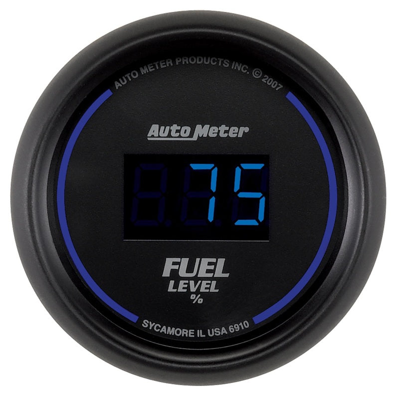 Autometer Cobalt Digital 52.4mm Black Programmable Empty-Full Range Fuel Level Gauge 6910