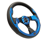 NRG Reinforced Steering Wheel (320mm) Blk w/Blue Trim RST-001BL