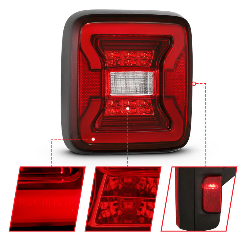 ANZO 18-19 Jeep Wrangler JL LED Taillights Black 311295