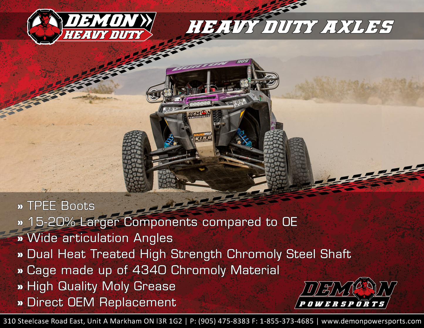 DEMON Complete Axle Kit - Heavy Duty - Rear Right/Left | Middle Right PAXL-1129HD