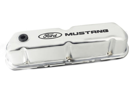 Ford Racing Ford Mustang Logo Stamped Steel Chrome Valve Covers 302-100