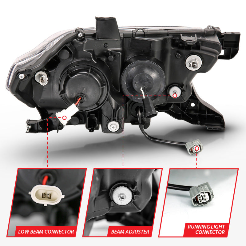 ANZO 2016-2017 Toyota Tacoma Projector Headlights w/ Plank Style Design Black/Amber w/ DRL 111379