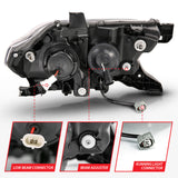 ANZO 2016-2017 Toyota Tacoma Projector Headlights w/ Plank Style Design Black/Amber w/ DRL 111379