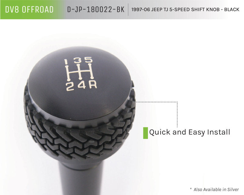 DV8 Offroad 1997-06 Jeep TJ 5-Speed Shift Knob And Lever Black D-JP-180022-BK