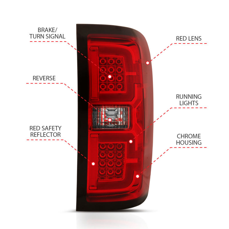 ANZO 2014-2018 Chevy Silverado 1500 LED Taillights Red/Clear 311292