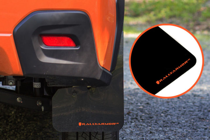 Rally Armor 13+ Subaru XV Crosstrek Black Mud Flap w/ Orange Logo MF26-UR-BLK/OR