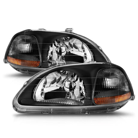 ANZO 1996-1998 Honda Civic Crystal Headlights Black 121067