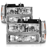 ANZO 88-98 Chevrolet C1500 Crystal Headlights Chrome w/ Signal and Side Marker Lights 111506