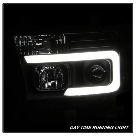 Spyder 08-13 Toyota Sequoia Projector Headlights - Light Bar DRL - Black PRO-YD-TTU07V2-LB-BK 5085344
