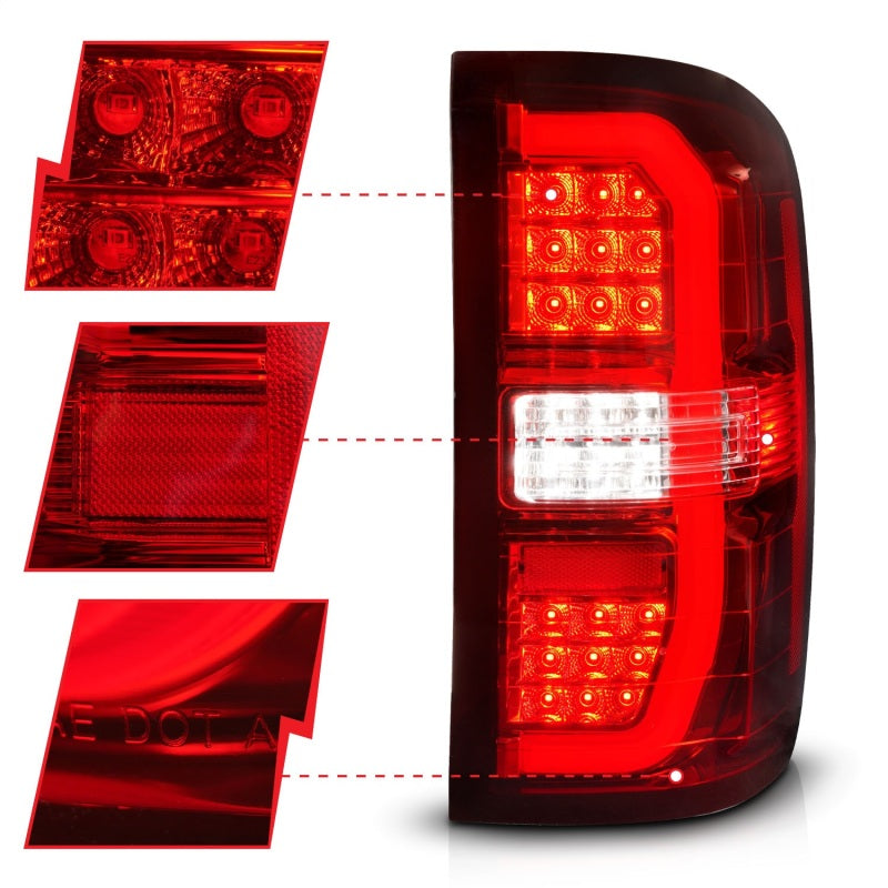ANZO 14-18 GMC Sierra 1500 LED Taillights Red/Clear 311466