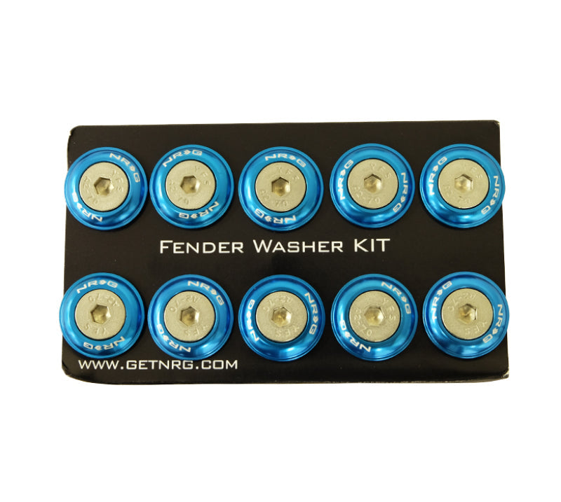 NRG Fender Washer Kit w/Rivets For Plastic (Blue) - Set of 10 FW-100BL