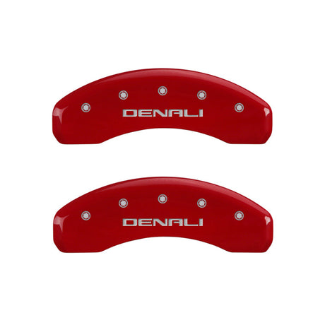 MGP 4 Caliper Covers Engraved Front & Rear Denali Red finish silver ch 34009SDNLRD