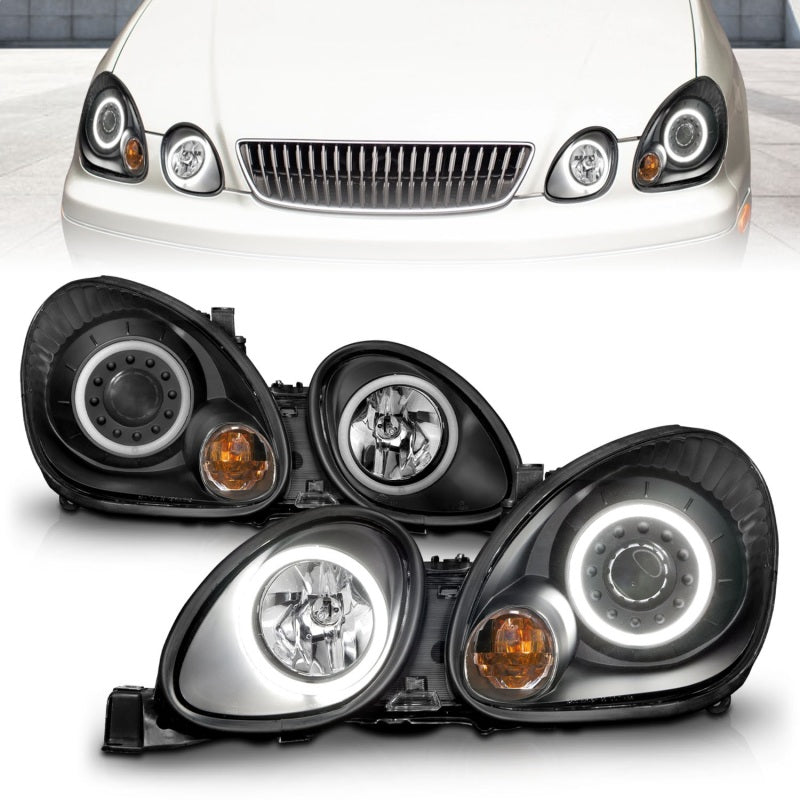 ANZO 1998-2005 Lexus Gs300 Projector Headlights w/ Halo Black 121144