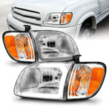 ANZO 00-04 Toyota Tundra (Reg/Acc Cab Only) Crystal Headlights w/Lgt Bar Chrome w/Corner Lights 2pc 111580