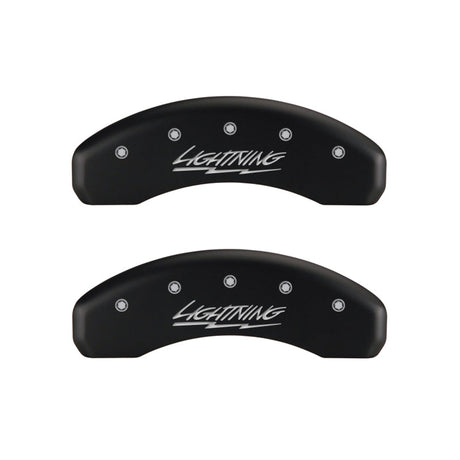 MGP 4 Caliper Covers Engraved Front & Rear Lightning Red finish silver ch 10021SLTGRD