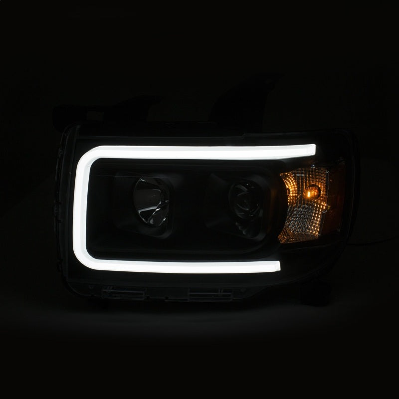 ANZO 2015+ GMC Canyon Projector Headlights w/ Plank Style Design Black w/ Amber 111381