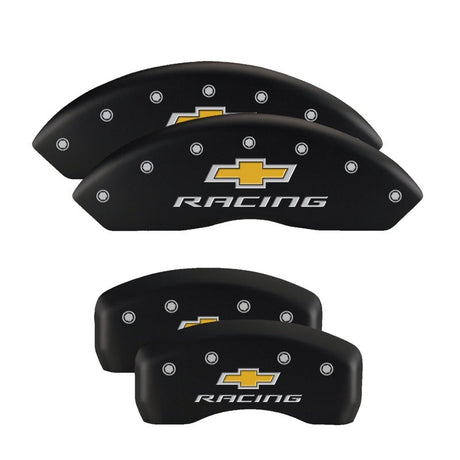 MGP 4 Caliper Covers Engraved Front & Rear Silverado Red finish silver ch 14005SSILRD