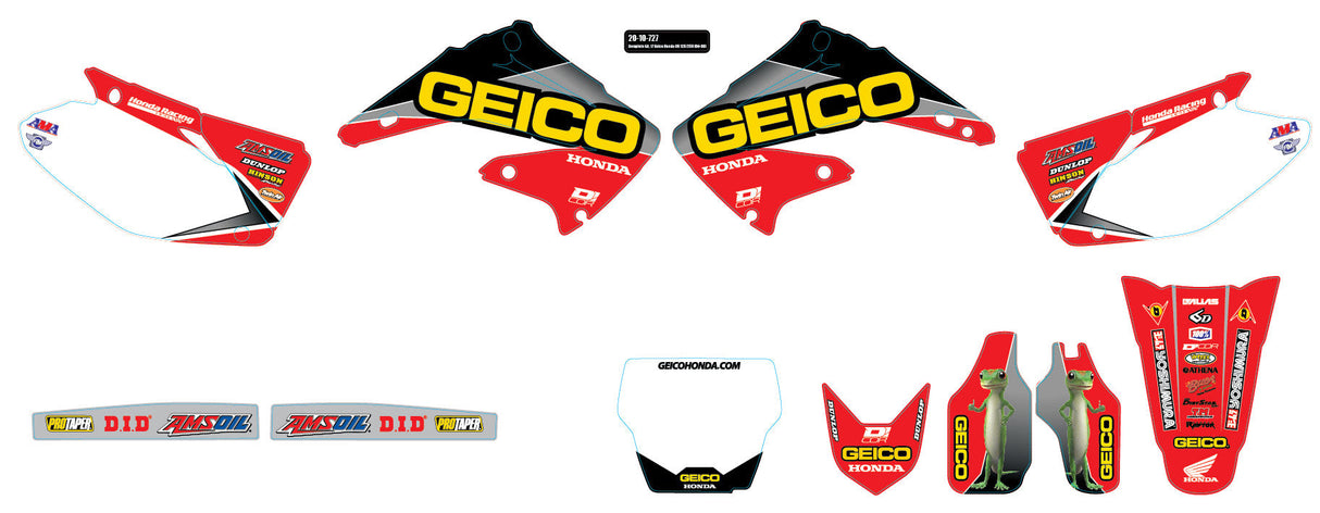 D-COR 17 Geico Honda Complete Graphic Kit White 20-10-727