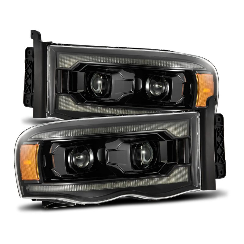 AlphaRex 02-05 Dodge Ram 1500 LUXX LED Proj Headlights Alpha Black w/Activ Light/Seq Signal 880569