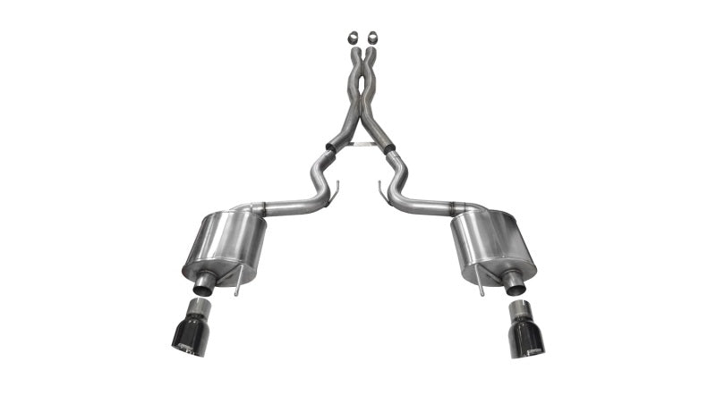 Corsa 2015 Ford Mustang GT 5.0 3in Cat Back Exhaust Black Dual Tips (Sport) 14332BLK