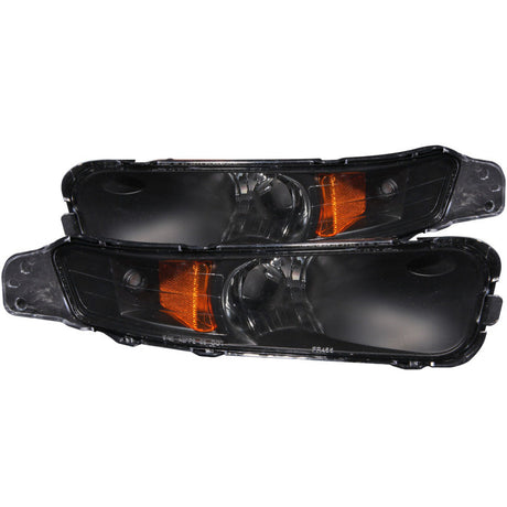 ANZO 2005-2009 Ford Mustang Euro Parking Lights Black w/ Amber Reflector 511002