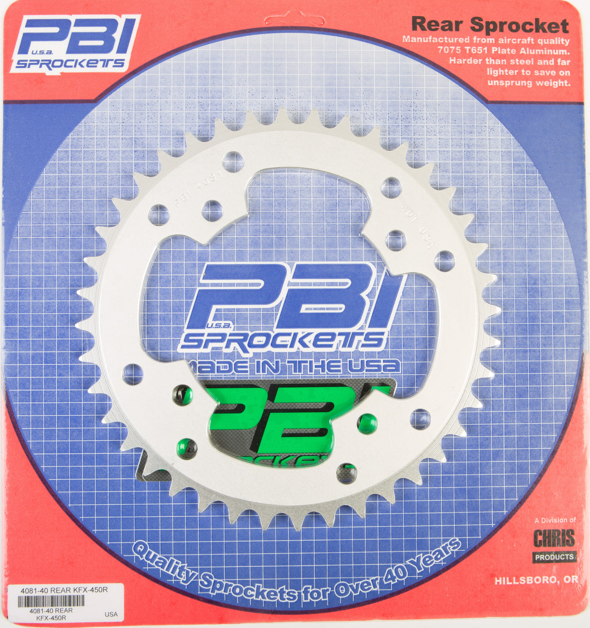 PBIRear Sprocket Aluminum 40t-520 Kaw4081-40-3