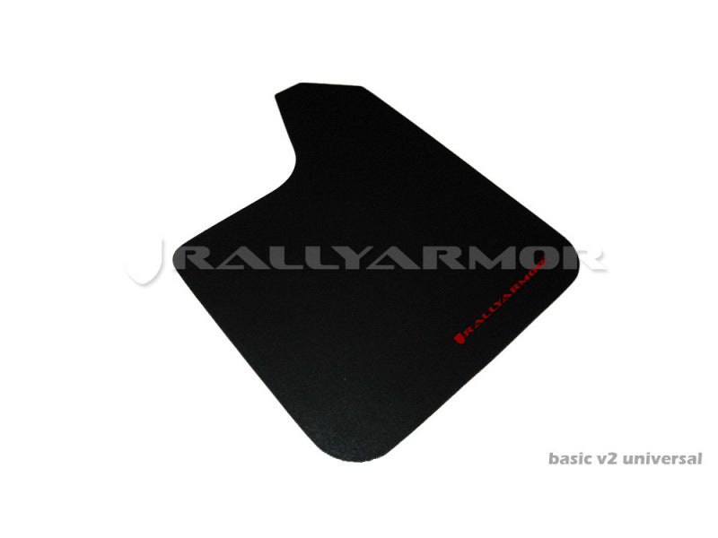 Rally Armor Universal Fit (No Hardware) Basic Black Mud Flap w/ Red Logo MF12-BAS-RD