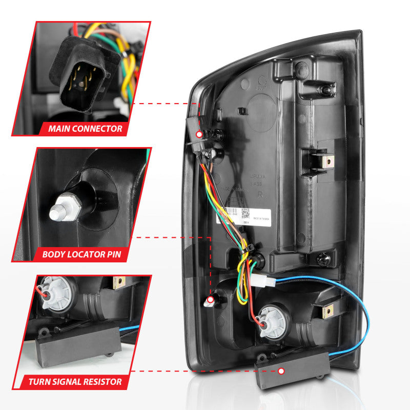 ANZO 2002-2006 Dodge  Ram 1500 LED Tail Lights w/ Light Bar Black Housing Clear Lens 311368