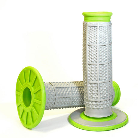 Renthal MX Dual Compound Grips Tapered 1/2 Waffle - Grey/ Green G193