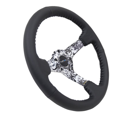 NRG Reinforced Steering Wheel (350mm / 3in. Deep) Blk Leather w/Hydrodipped Digi-Camo Spokes RST-036DC-R