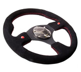 NRG Reinforced Steering Wheel (320mm) Blk Suede w/Dual Buttons RST-007S