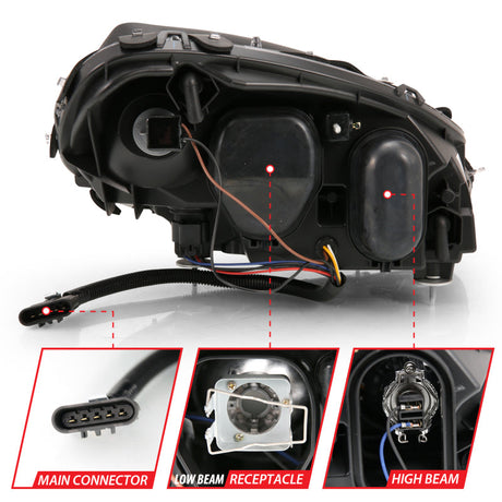 ANZO 2005-2013 Chevy Corvette Projector Plank Style Switchback H.L. Black Amber 121553