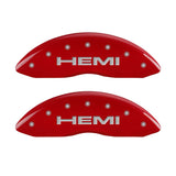 MGP 4 Caliper Covers Engraved Front & Rear Hemi Red finish silver ch 55001SHEMRD