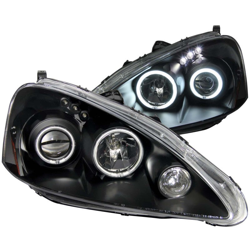 ANZO 2005-2006 Acura Rsx Projector Headlights w/ Halo Black 121197