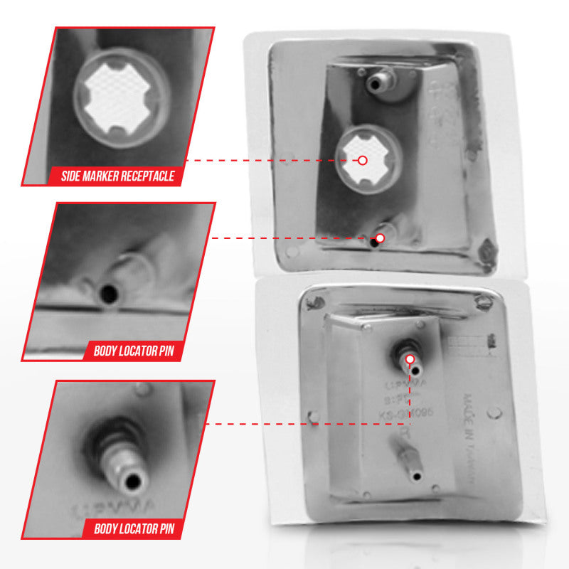 ANZO 1994-1998 Chevrolet Blazer Corner Lights Clear Lens w/ Amber Reflector 521041