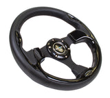 NRG Reinforced Steering Wheel (320mm) Blk w/Gloss Black Trim RST-001BK