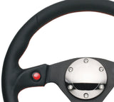 NRG Reinforced Steering Wheel (320mm) Blk Leather w/Dual Buttons RST-007R