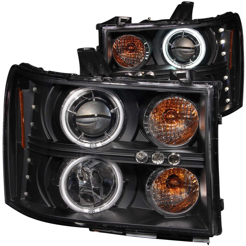 ANZO 2007-2013 Gmc Sierra 1500 Projector Headlights w/ Halo Black 111125