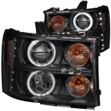 ANZO 2007-2013 Gmc Sierra 1500 Projector Headlights w/ Halo Black 111125