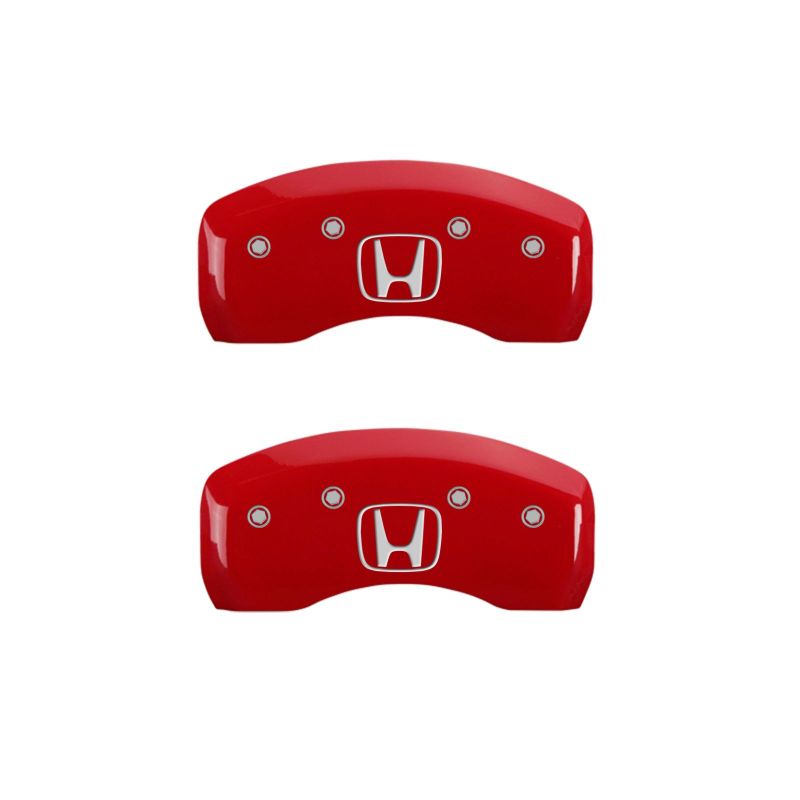 MGP 4 Caliper Covers Engraved Front Honda Engraved Rear H Logo Red finish silver ch 20219SHOHRD